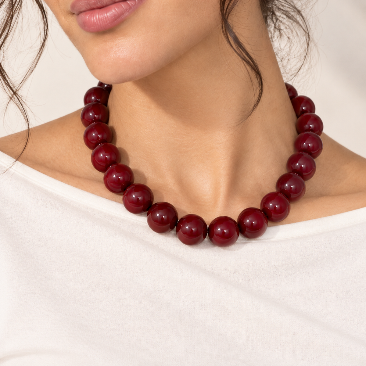 Ronde Bordeaux | Bordo Boncuklu Kolye