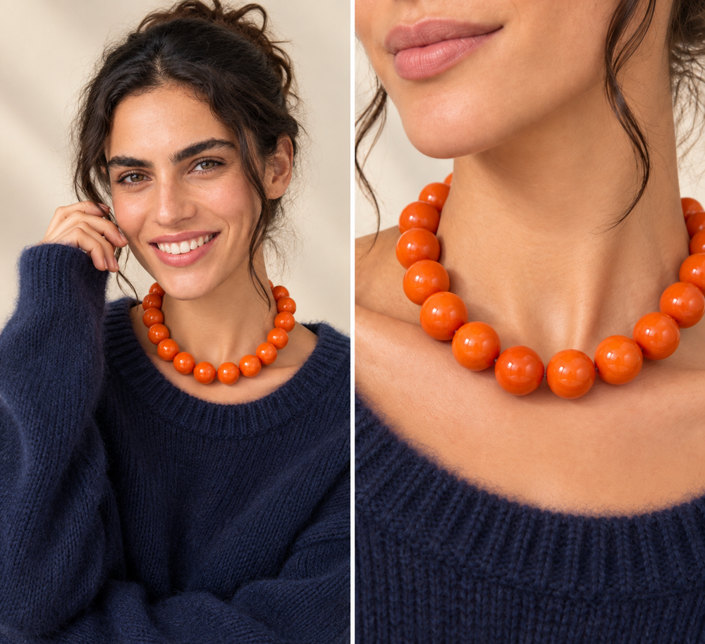 Ronde Mandarine | Turuncu Boncuklu Kolye