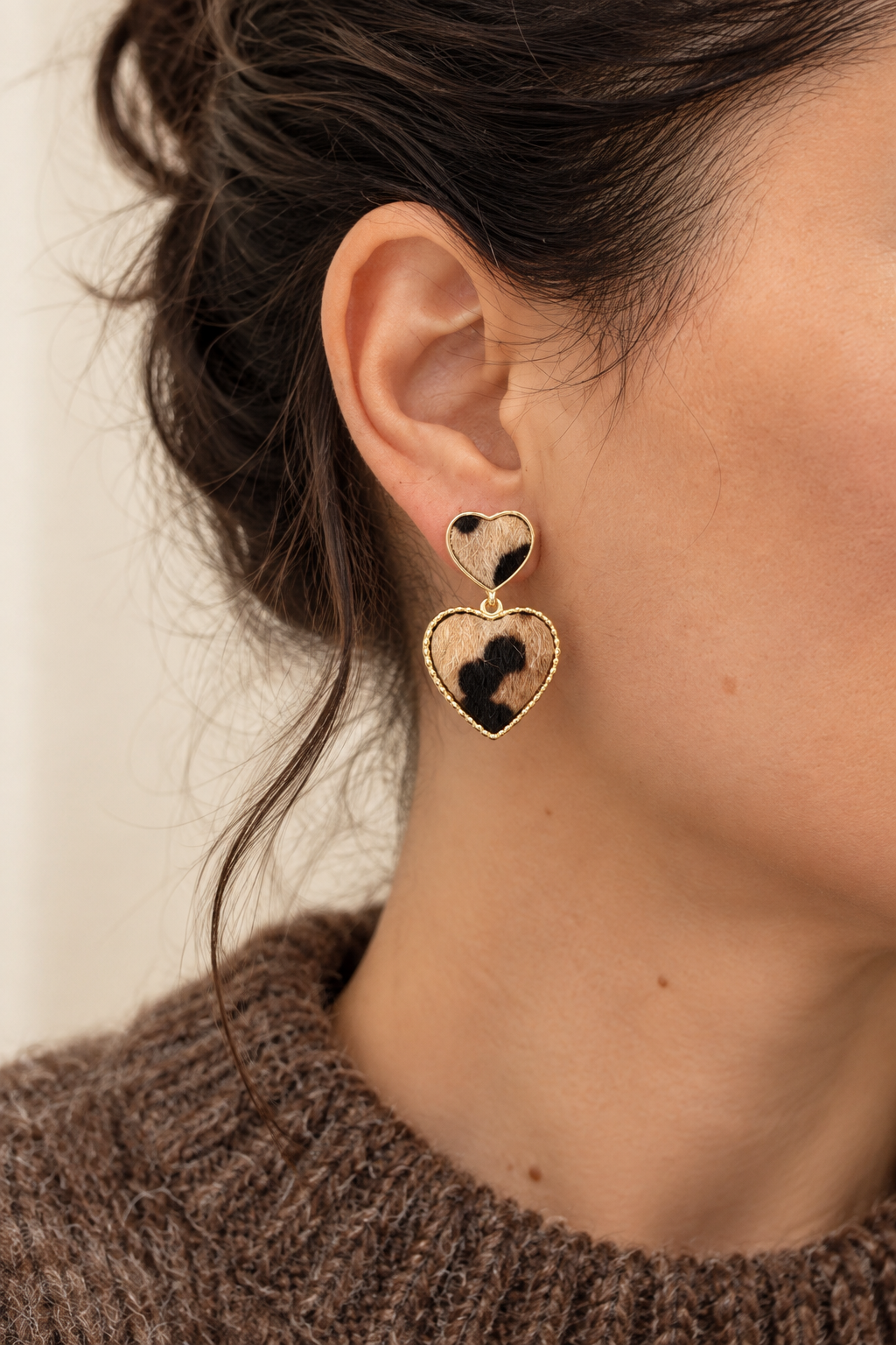 Amour Sauvage | Leopar Desenli Kalp Küpe