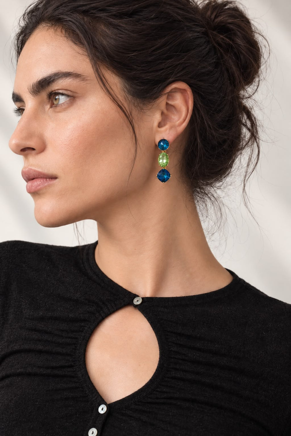 Valse Bleue | Mavi Yeşil Üçlü Sallantılı Küpe